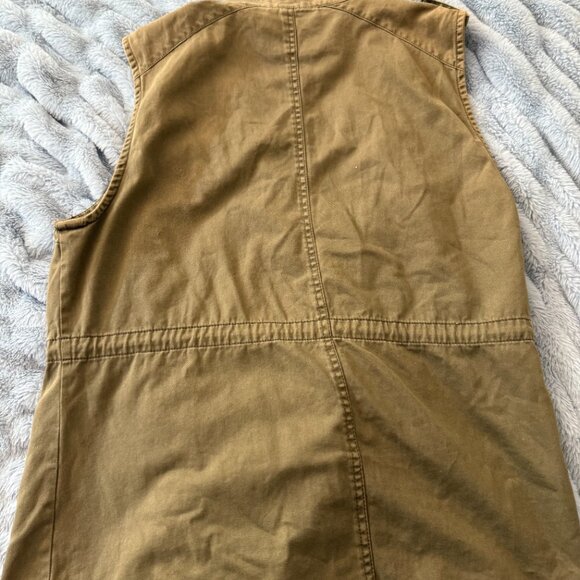 Vest Jacket Per Se Olive Women sz XL Canvas Zip/Snap Drawstring Waist Pockets - Picture 4 of 4